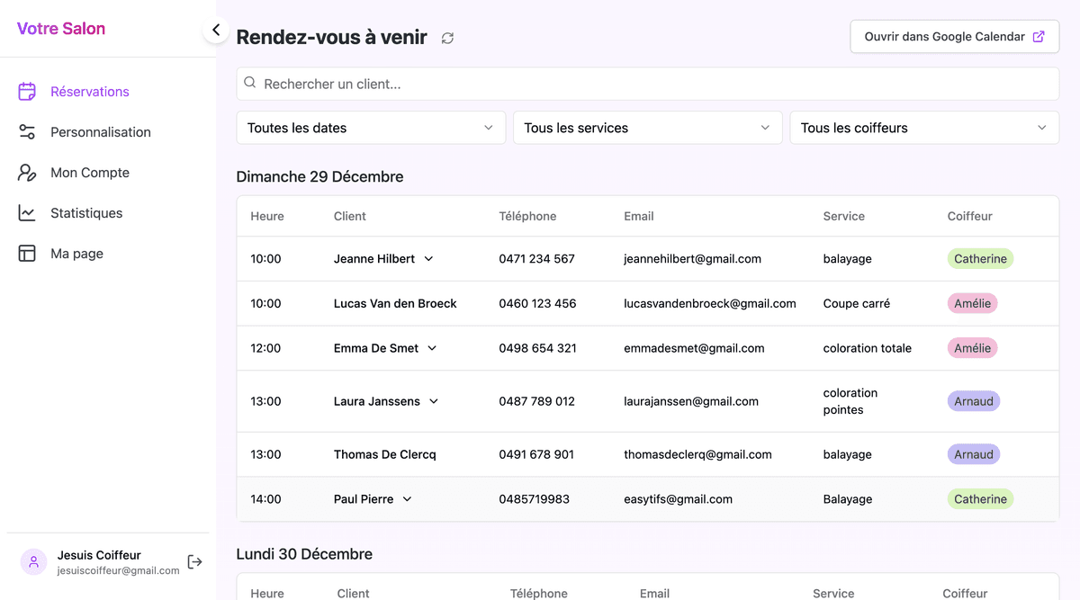 Résultats immédiats